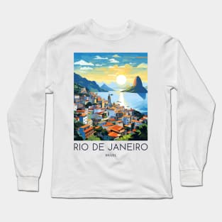 A Pop Art Travel Print of Rio de Janeiro - Brazil Long Sleeve T-Shirt